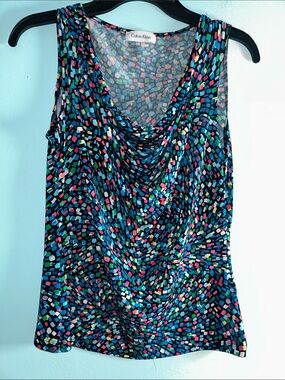 Calvin Klein Women's Multicolor Cowl Neck Tank Top